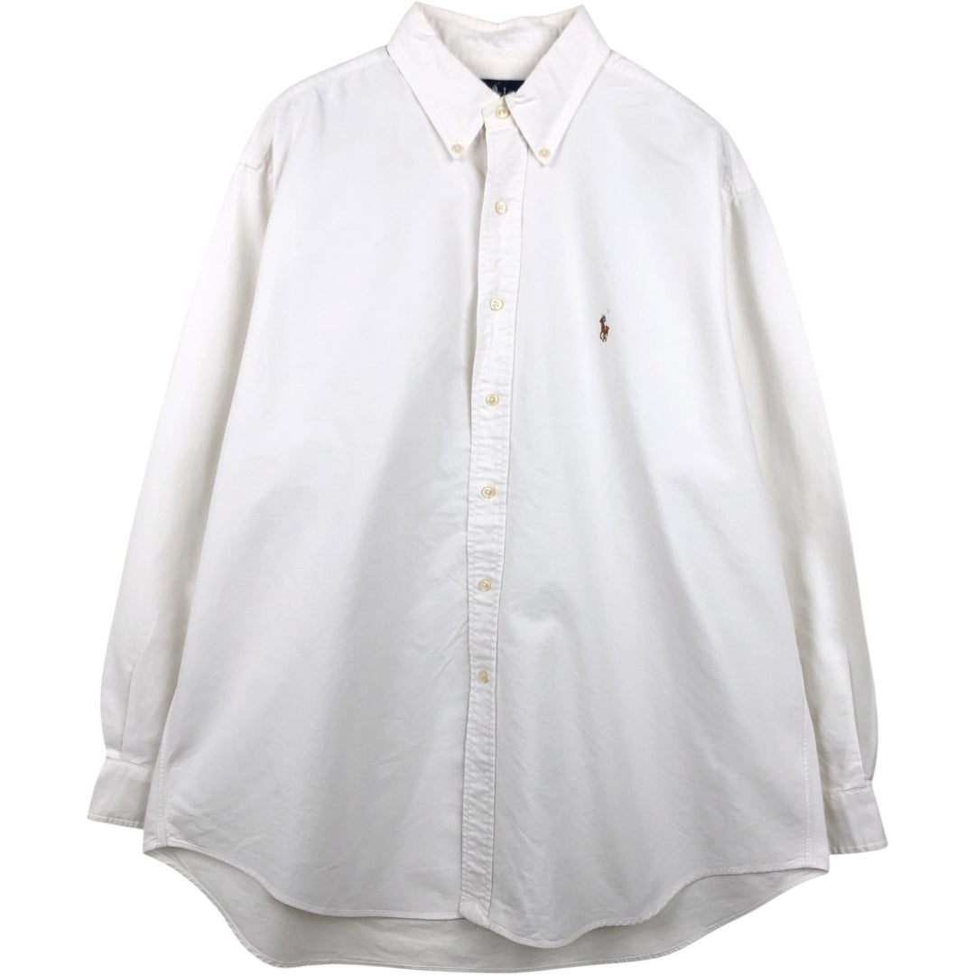 Ralph Lauren YARMOUTH long sleeve button down shirt, men's XL size cotton white type Vintage Second Hand
