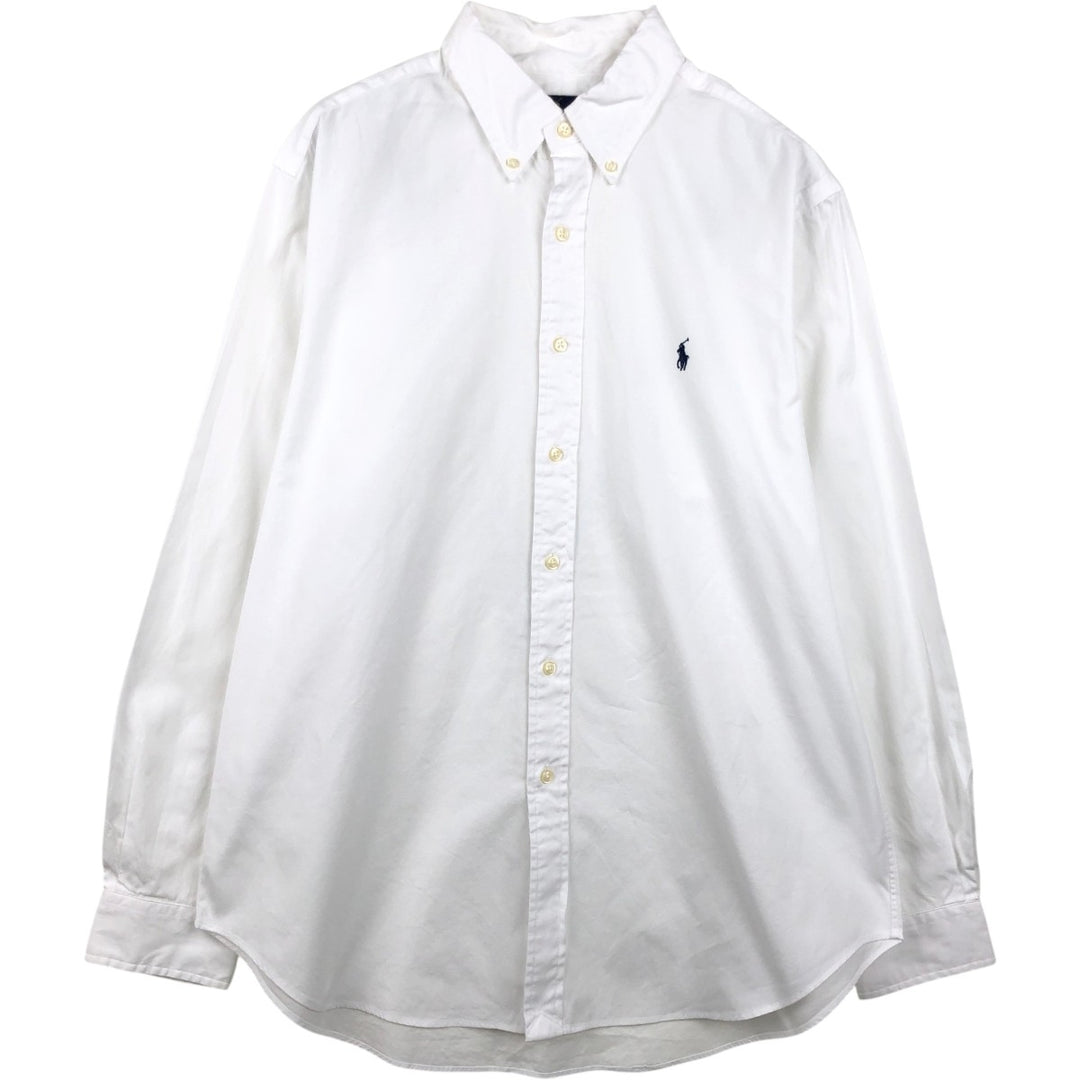 Ralph Lauren Classic Fit Long-Sleeve Button-Down Shirt, Men's Size L (approx.) cotton white type Vintage Second Hand