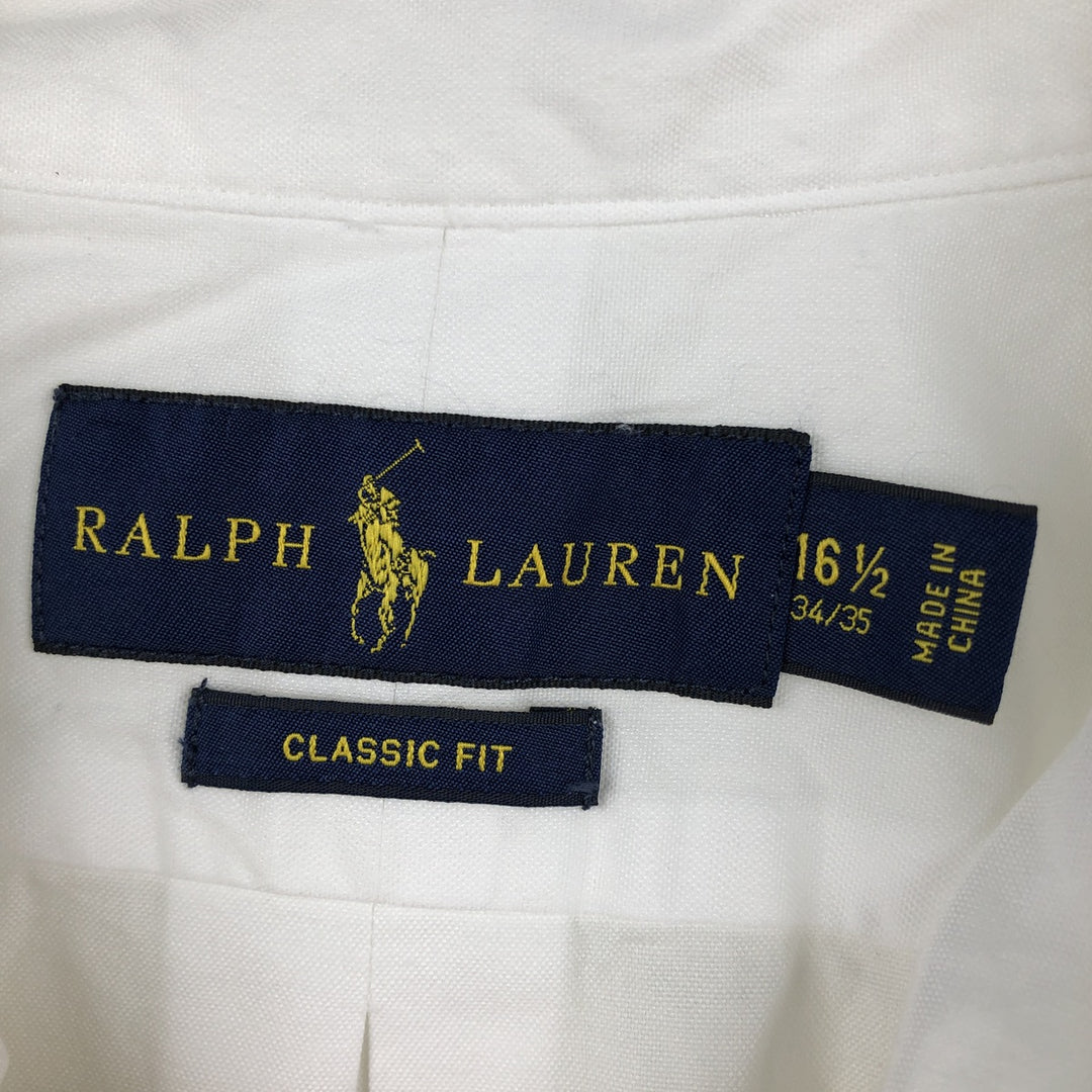Ralph Lauren Classic Fit Long-Sleeve Button-Down Shirt, Men's Size L (approx.) cotton white type Vintage Second Hand