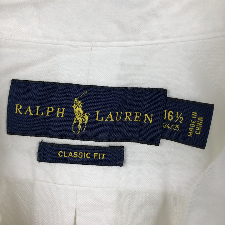 Ralph Lauren Classic Fit Long-Sleeve Button-Down Shirt, Men's Size L (approx.) cotton white type Vintage Second Hand