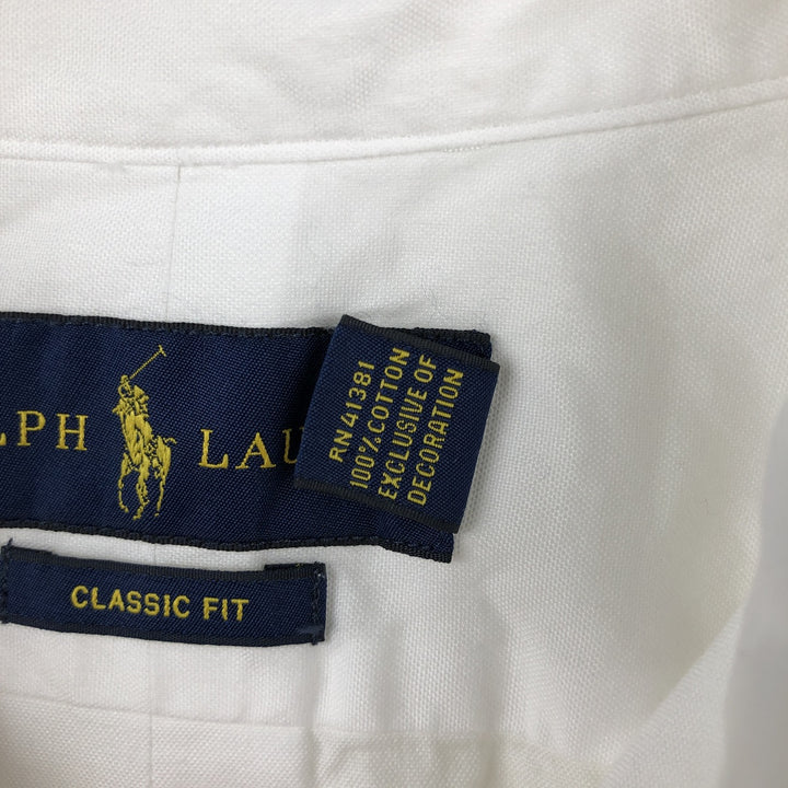 Ralph Lauren Classic Fit Long-Sleeve Button-Down Shirt, Men's Size L (approx.) cotton white type Vintage Second Hand