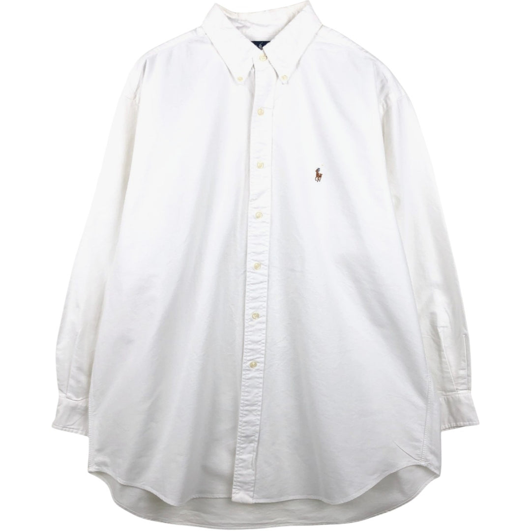 Ralph Lauren YARMOUTH long sleeve button down shirt, men's XL size cotton white type Vintage Second Hand