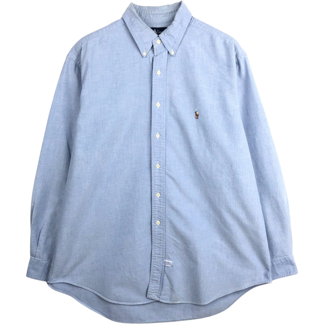 Ralph Lauren YARMOUTH long sleeve button down shirt, men's size L cotton blue type Vintage Second Hand