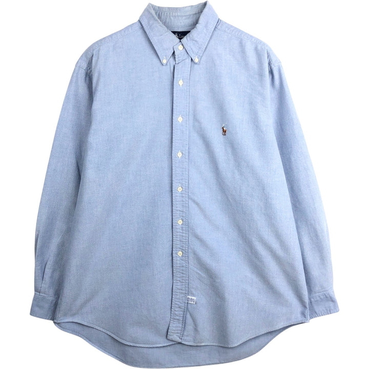 Ralph Lauren YARMOUTH long sleeve button down shirt, men's size L cotton blue type Vintage Second Hand