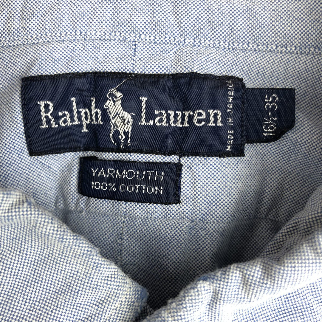Ralph Lauren YARMOUTH long sleeve button down shirt, men's size L cotton blue type Vintage Second Hand