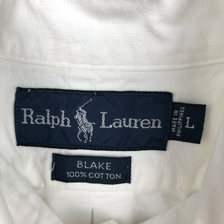 Ralph Lauren BLAKE long sleeve button down shirt, men's size L cotton white type Vintage Second Hand