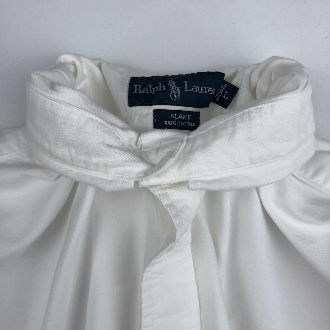 Ralph Lauren BLAKE long sleeve button down shirt, men's size L cotton white type Vintage Second Hand