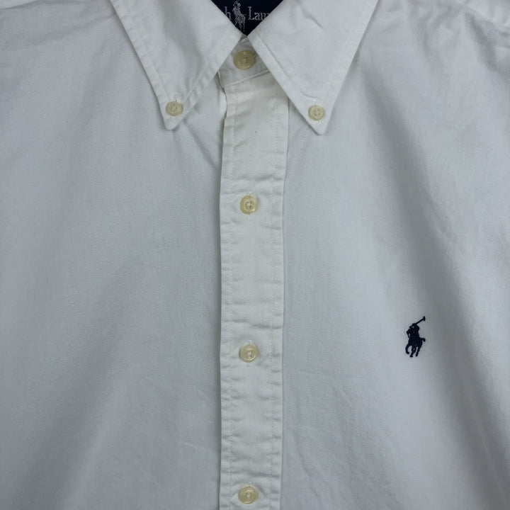 Ralph Lauren long sleeve button down shirt, men's size M cotton white type Vintage Second Hand
