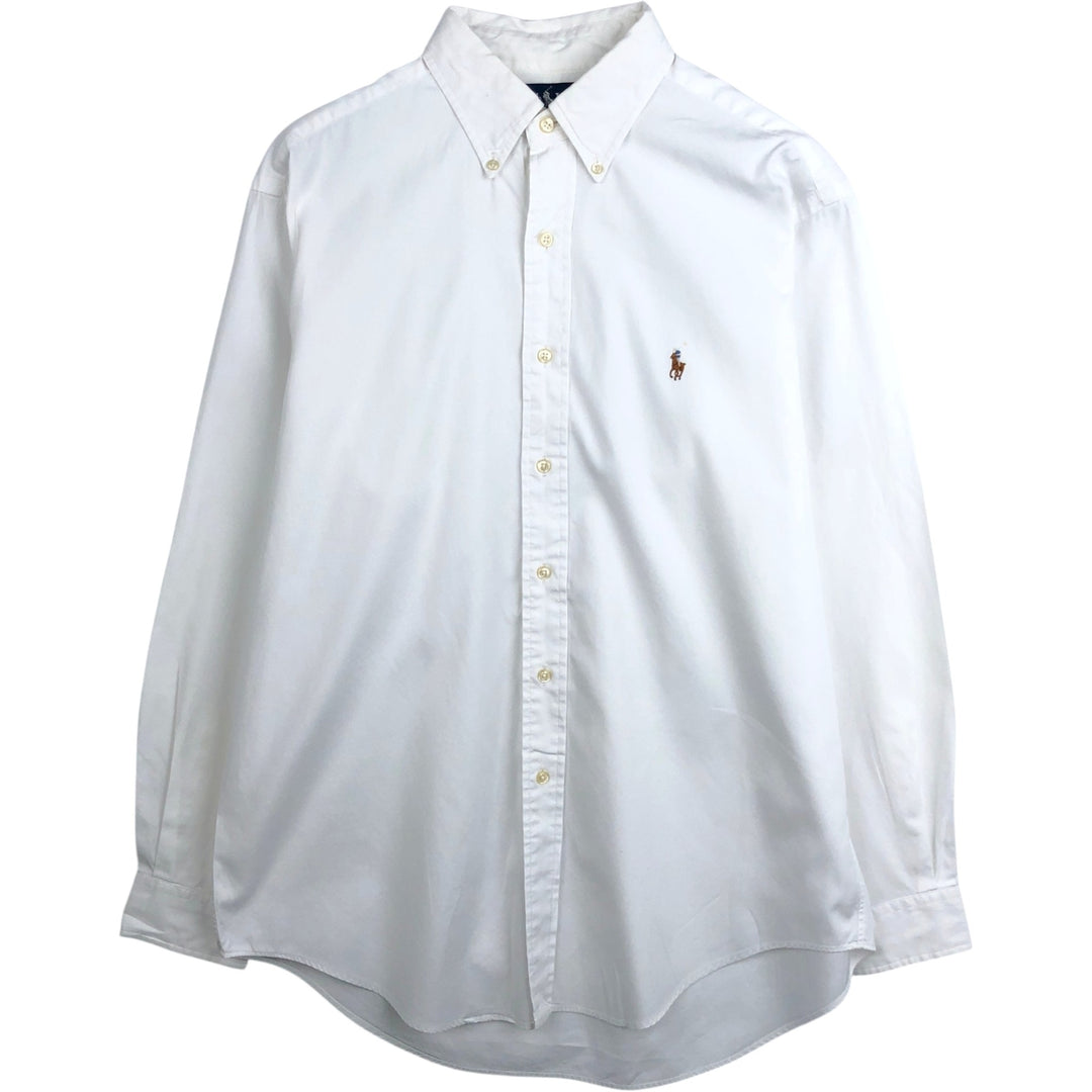 Ralph Lauren YARMOUTH long sleeve button down shirt, men's size L cotton white type Vintage Second Hand