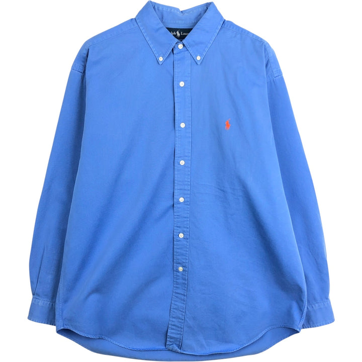 Ralph Lauren BLAKE Classic Fit long-sleeved button-down shirt, men's size L cotton blue type Vintage Second Hand