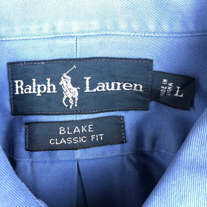 Ralph Lauren BLAKE Classic Fit long-sleeved button-down shirt, men's size L cotton blue type Vintage Second Hand