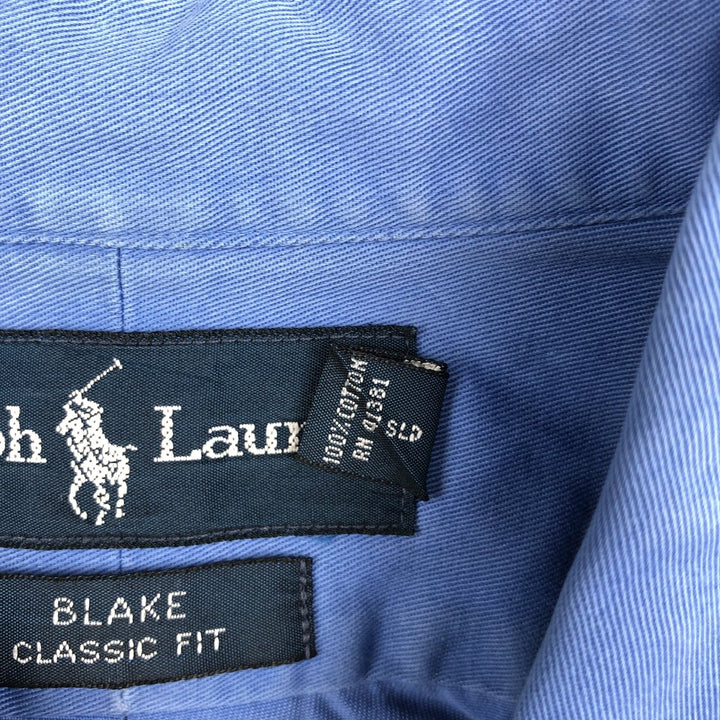 Ralph Lauren BLAKE Classic Fit long-sleeved button-down shirt, men's size L cotton blue type Vintage Second Hand