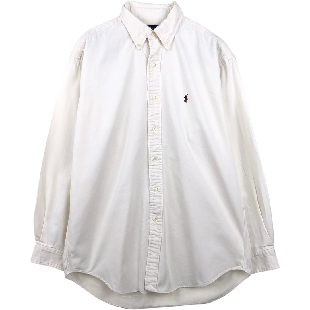 Ralph Lauren long sleeve button down shirt, men's size M cotton pale white type Vintage Second Hand