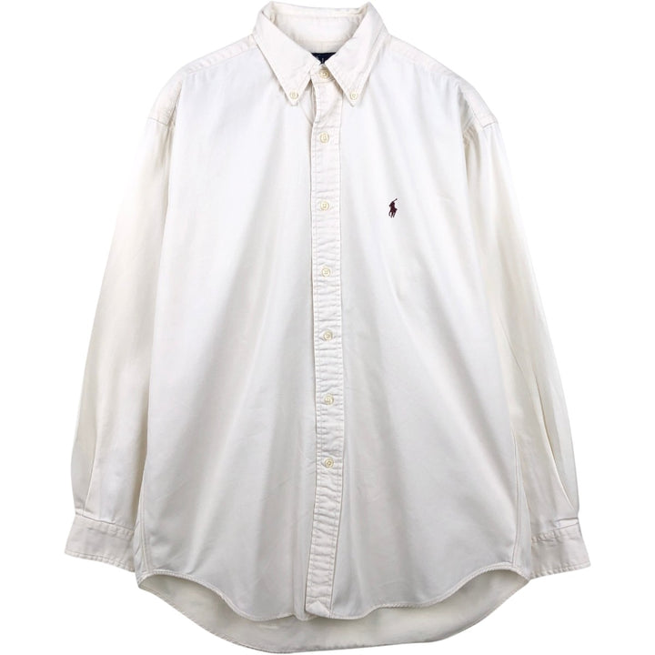 Ralph Lauren long sleeve button down shirt, men's size M cotton pale white type Vintage Second Hand