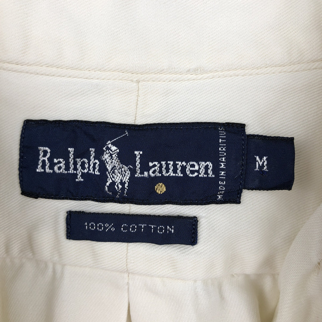 Ralph Lauren long sleeve button down shirt, men's size M cotton pale white type Vintage Second Hand