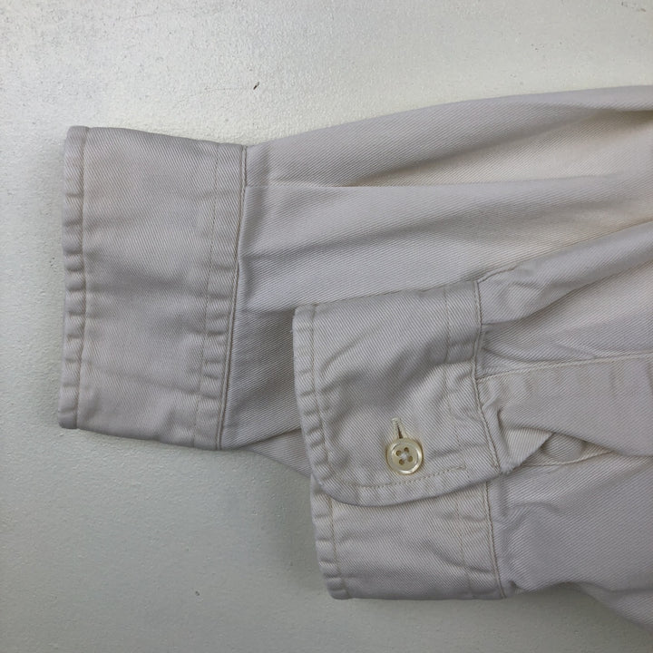 Ralph Lauren long sleeve button down shirt, men's size M cotton pale white type Vintage Second Hand