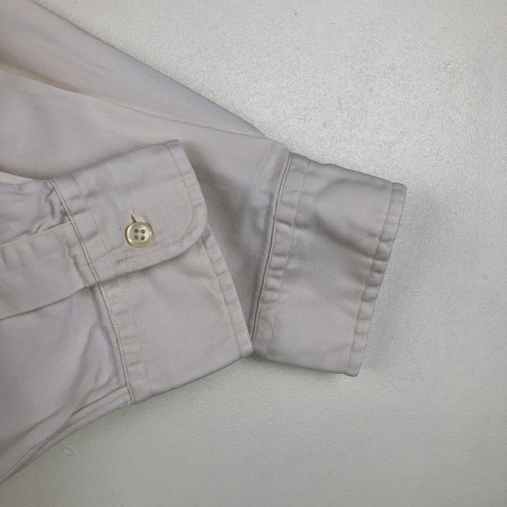 Ralph Lauren long sleeve button down shirt, men's size M cotton pale white type Vintage Second Hand