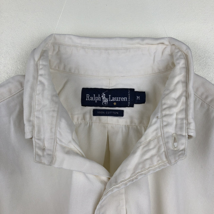 Ralph Lauren long sleeve button down shirt, men's size M cotton pale white type Vintage Second Hand