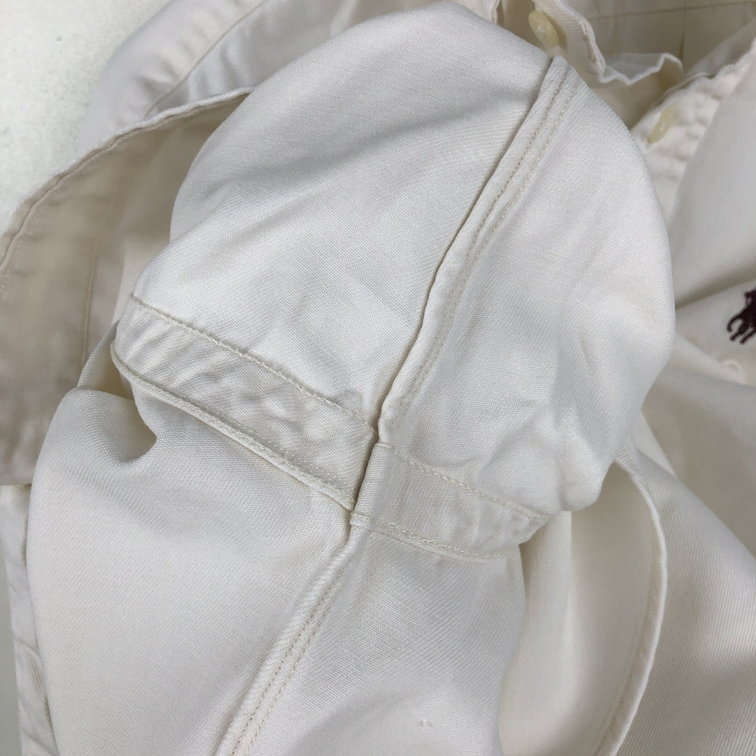 Ralph Lauren long sleeve button down shirt, men's size M cotton pale white type Vintage Second Hand