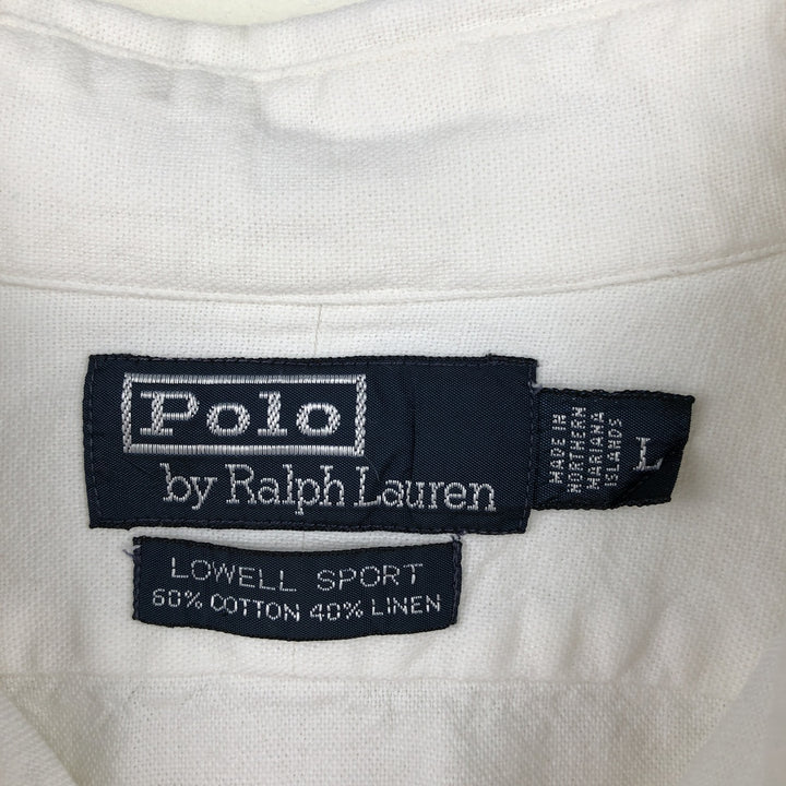 Ralph Lauren POLO by Ralph Lauren LOWELL SPORT long-sleeved cotton shirt, men's size L cotton white type Vintage Second Hand