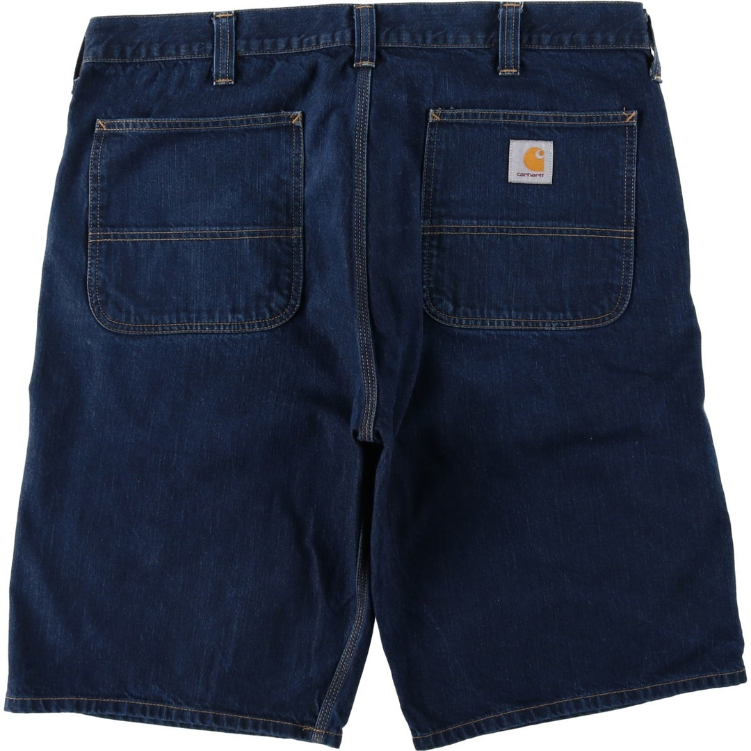Big size Carhartt WORK BERMUDA denim shorts, men's size W40 equivalent. cotton blue type Vintage Second Hand