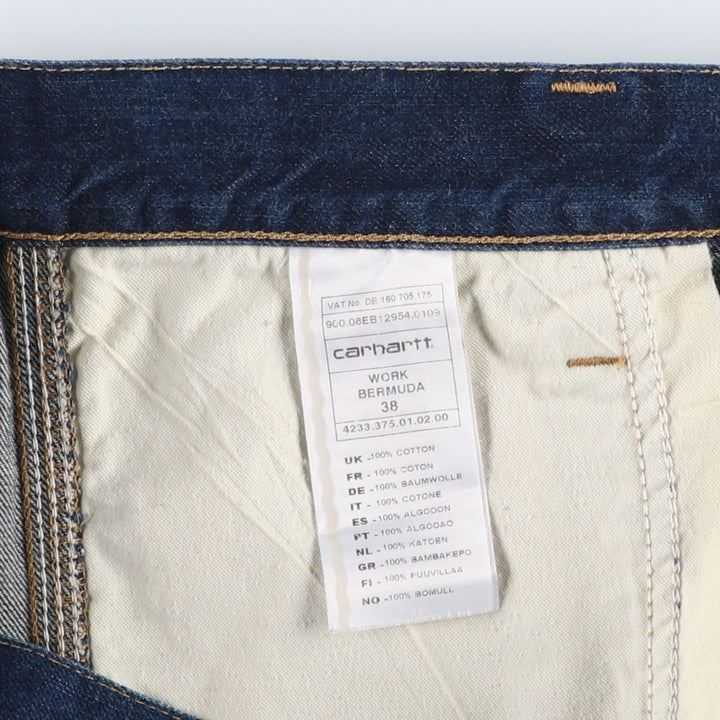 Big size Carhartt WORK BERMUDA denim shorts, men's size W40 equivalent. cotton blue type Vintage Second Hand