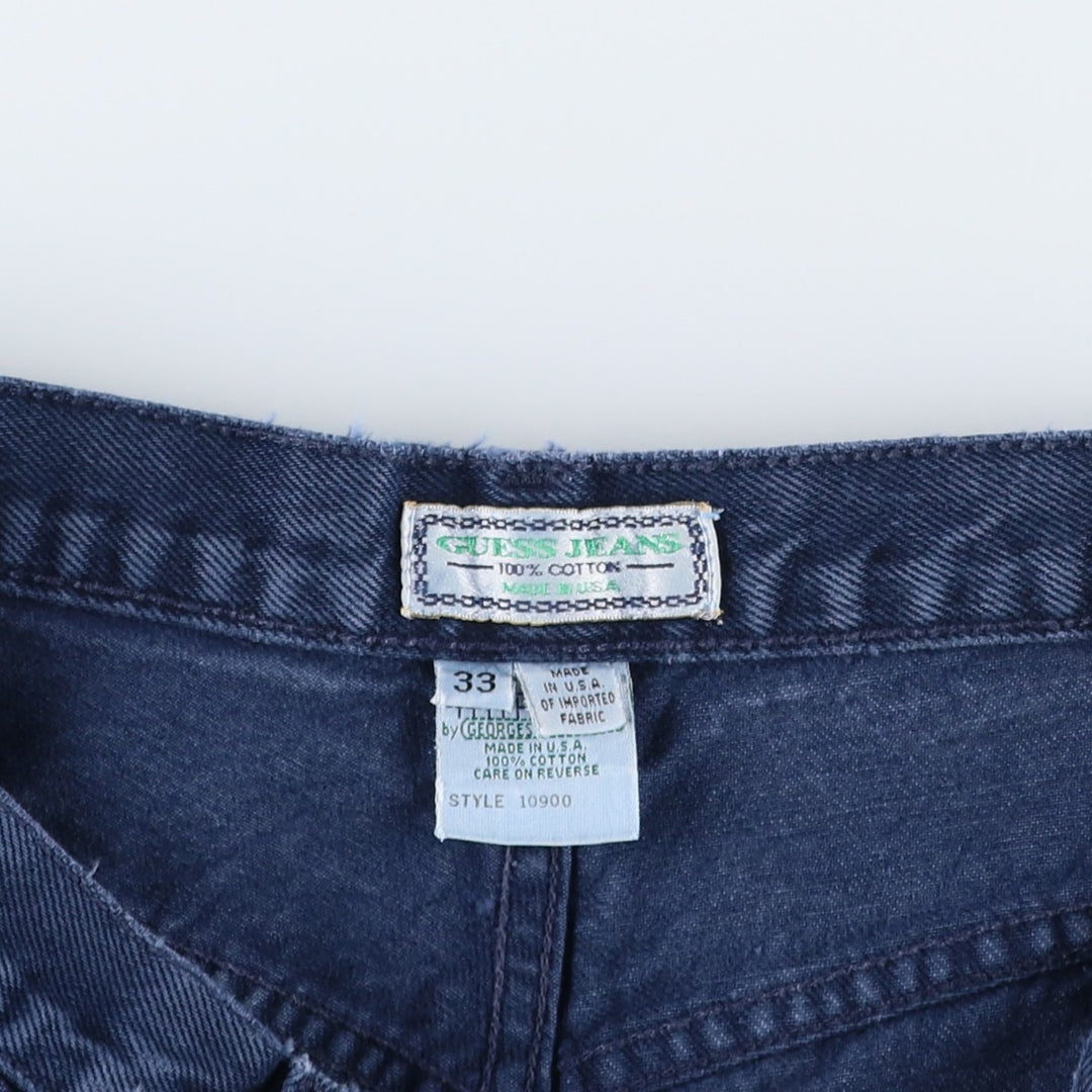 90'S Guess by Georges Marciano denim shorts, made in USA, men's size W32 (approx.), vintage. cotton Navy blue Vintage Second Hand