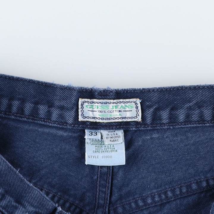 90'S Guess by Georges Marciano denim shorts, made in USA, men's size W32 (approx.), vintage. cotton Navy blue Vintage Second Hand