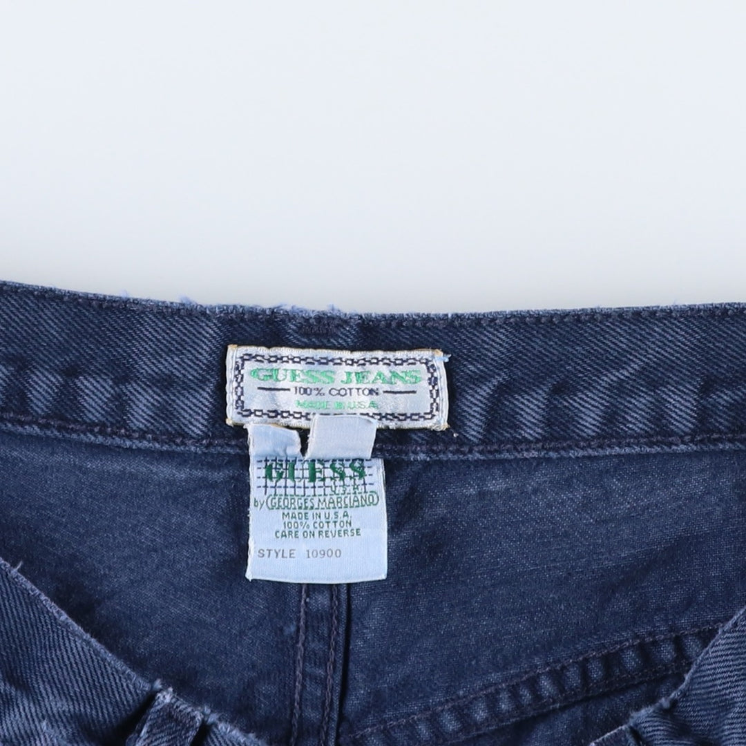 90'S Guess by Georges Marciano denim shorts, made in USA, men's size W32 (approx.), vintage. cotton Navy blue Vintage Second Hand