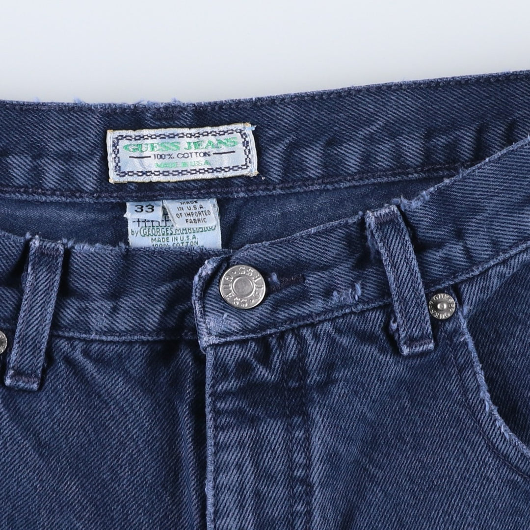 90'S Guess by Georges Marciano denim shorts, made in USA, men's size W32 (approx.), vintage. cotton Navy blue Vintage Second Hand