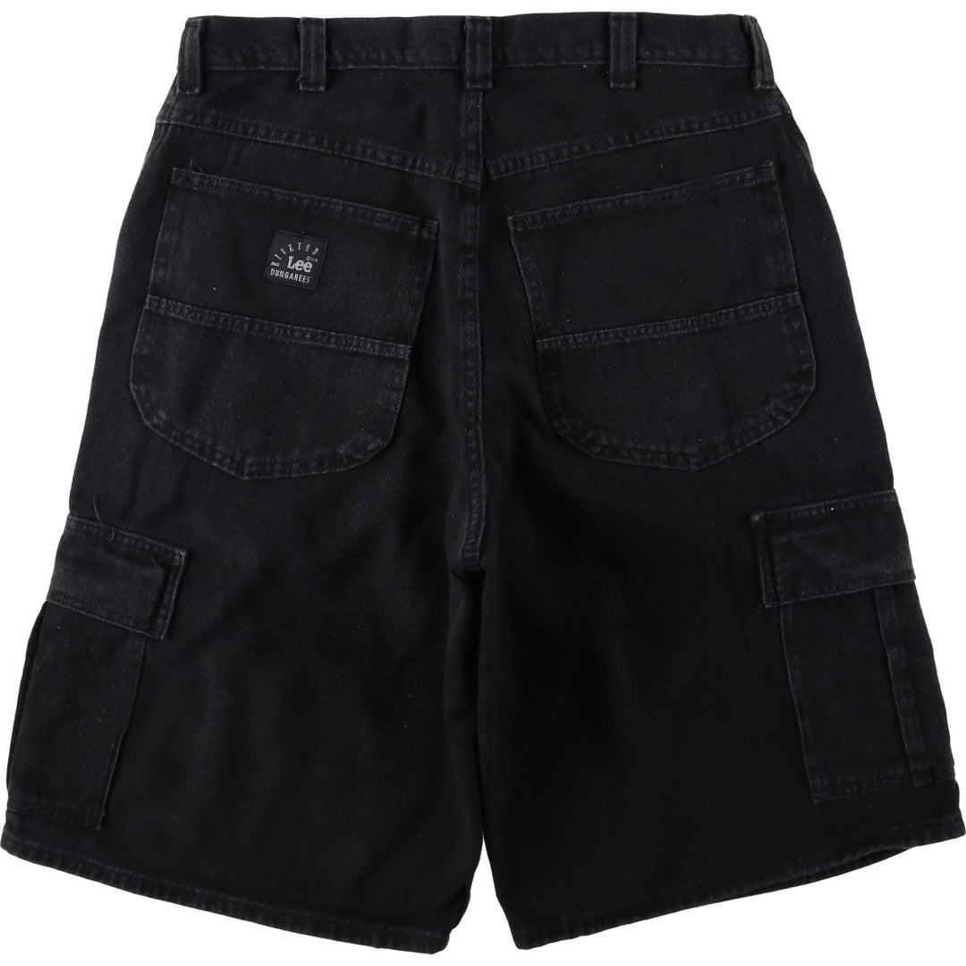 Lee DUNGAREES Black Denim Shorts, Made in USA, Men's Size W35 (approx.) unclear black type Vintage Second Hand