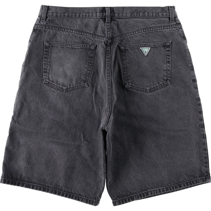 90'S Guess Jeans Black Denim Shorts, Made in USA, Men's W36 (approx.), Vintage cotton black type Vintage Second Hand