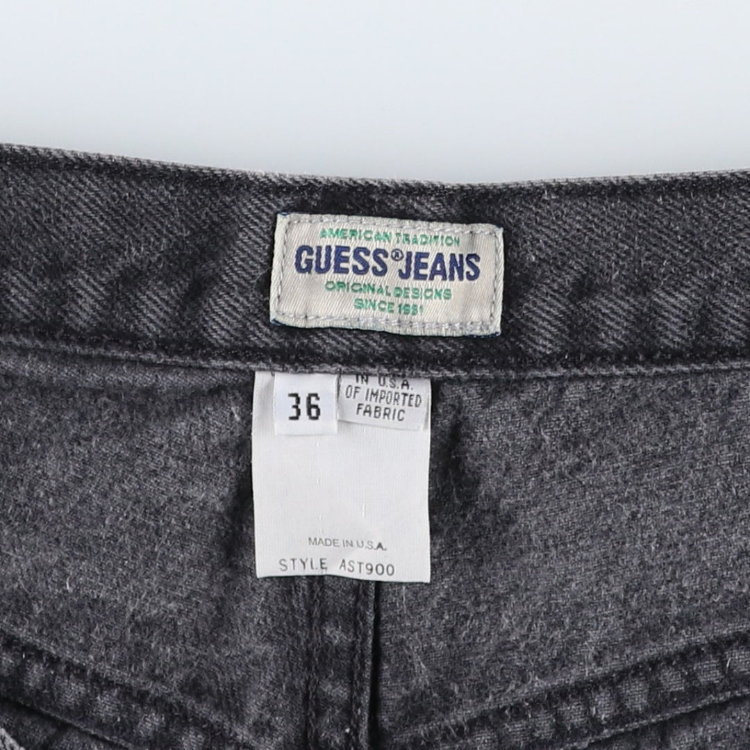 90'S Guess Jeans Black Denim Shorts, Made in USA, Men's W36 (approx.), Vintage cotton black type Vintage Second Hand
