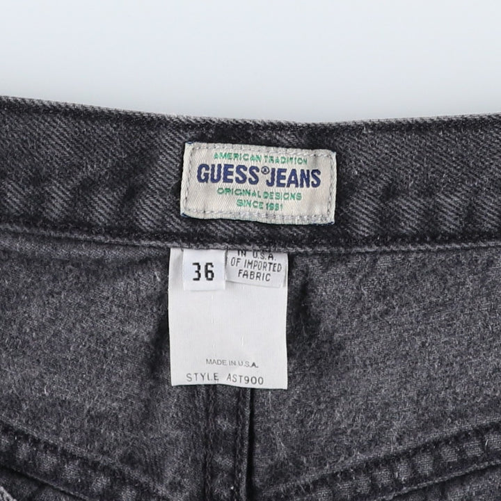 90'S Guess Jeans Black Denim Shorts, Made in USA, Men's W36 (approx.), Vintage cotton black type Vintage Second Hand