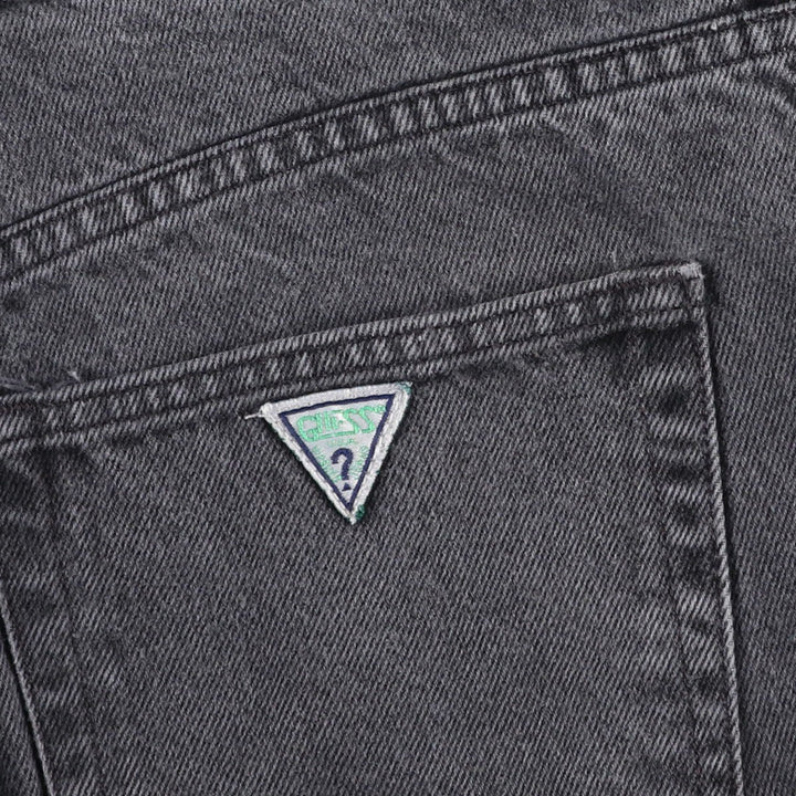90'S Guess Jeans Black Denim Shorts, Made in USA, Men's W36 (approx.), Vintage cotton black type Vintage Second Hand