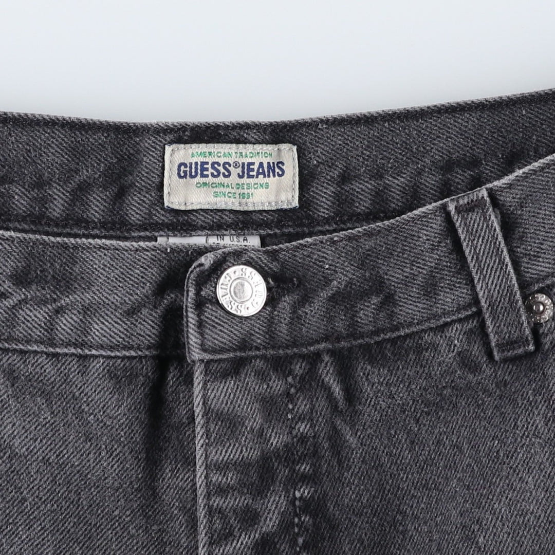90'S Guess Jeans Black Denim Shorts, Made in USA, Men's W36 (approx.), Vintage cotton black type Vintage Second Hand