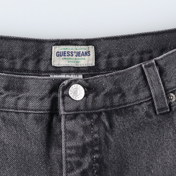 90'S Guess Jeans Black Denim Shorts, Made in USA, Men's W36 (approx.), Vintage cotton black type Vintage Second Hand
