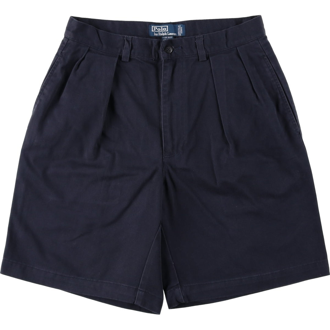 Ralph Lauren POLO by Ralph Lauren TYLER SHORT Two-pleat chino shorts, short pants, men's W30 equivalent cotton navy blue type Vintage Second Hand