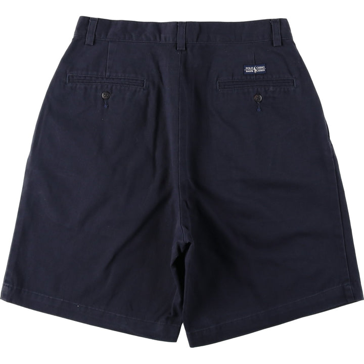 Ralph Lauren POLO by Ralph Lauren TYLER SHORT Two-pleat chino shorts, short pants, men's W30 equivalent cotton navy blue type Vintage Second Hand