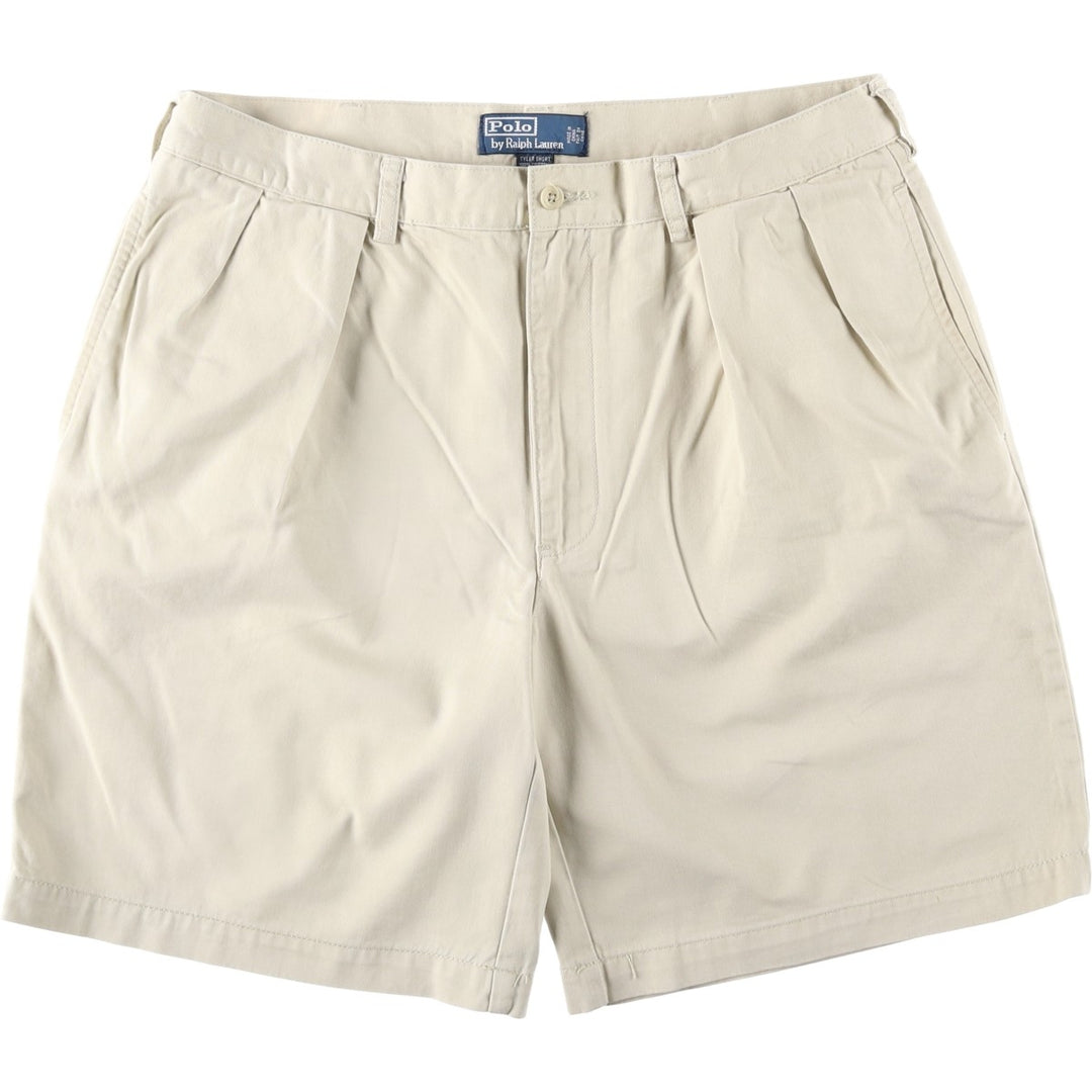 Ralph Lauren POLO by Ralph Lauren TYLER SHORT Two-pleat chino shorts, short pants, men's size W37 cotton Beige type Vintage Second Hand