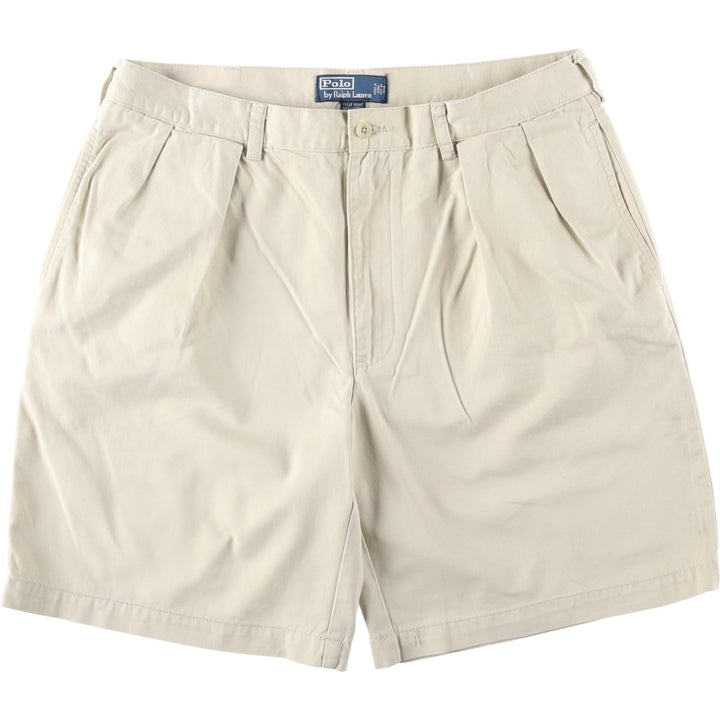 Ralph Lauren POLO by Ralph Lauren TYLER SHORT Two-pleat chino shorts, short pants, men's size W37 cotton Beige type Vintage Second Hand