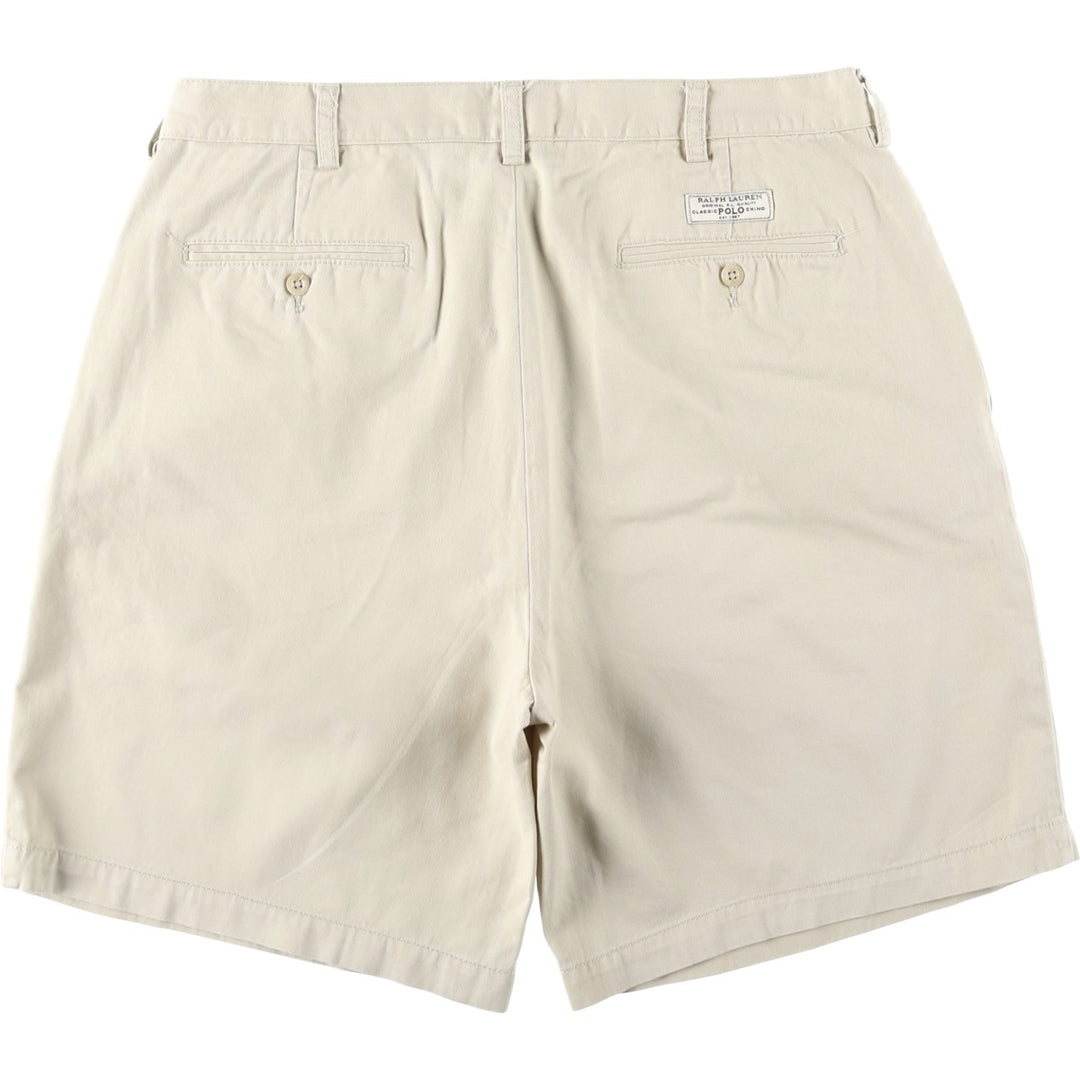 Ralph Lauren POLO by Ralph Lauren TYLER SHORT Two-pleat chino shorts, short pants, men's size W37 cotton Beige type Vintage Second Hand