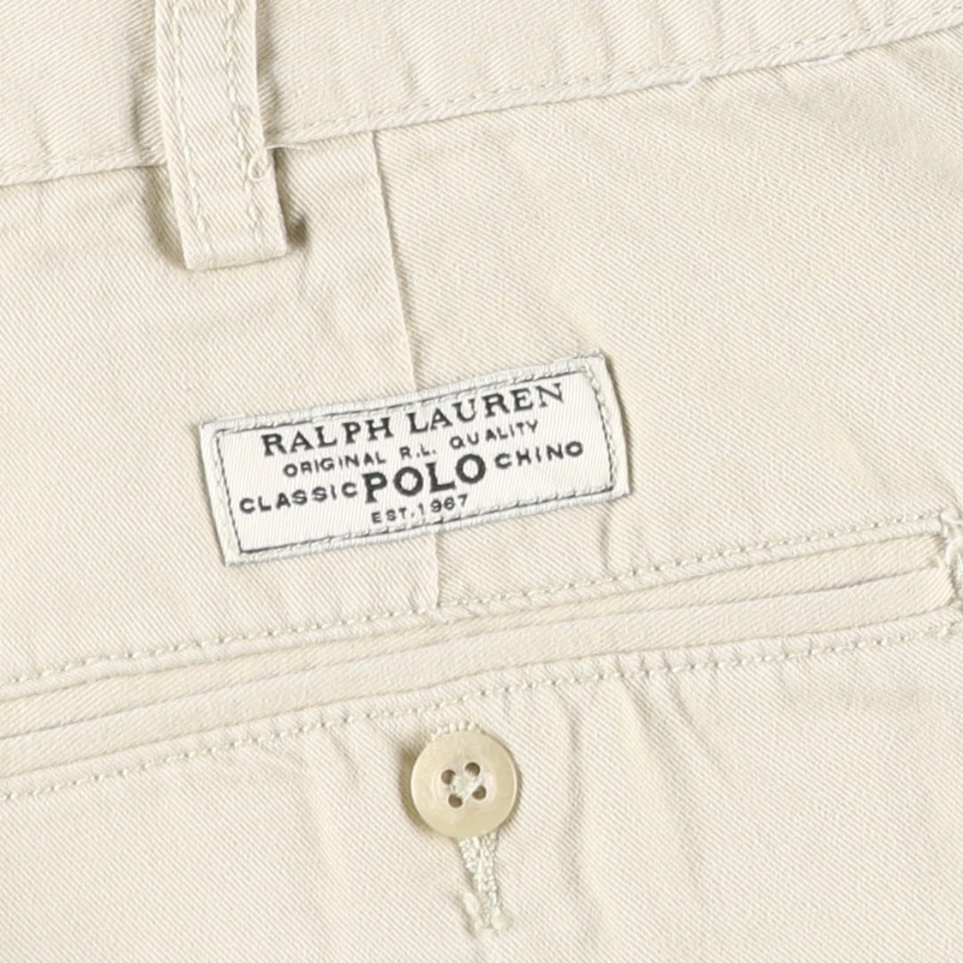 Ralph Lauren POLO by Ralph Lauren TYLER SHORT Two-pleat chino shorts, short pants, men's size W37 cotton Beige type Vintage Second Hand