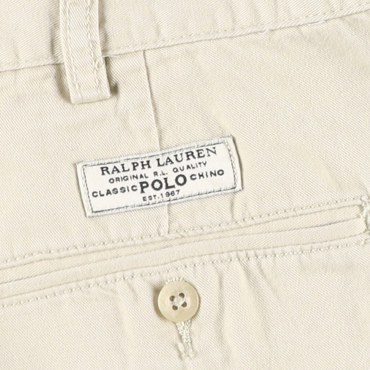 Ralph Lauren POLO by Ralph Lauren TYLER SHORT Two-pleat chino shorts, short pants, men's size W37 cotton Beige type Vintage Second Hand