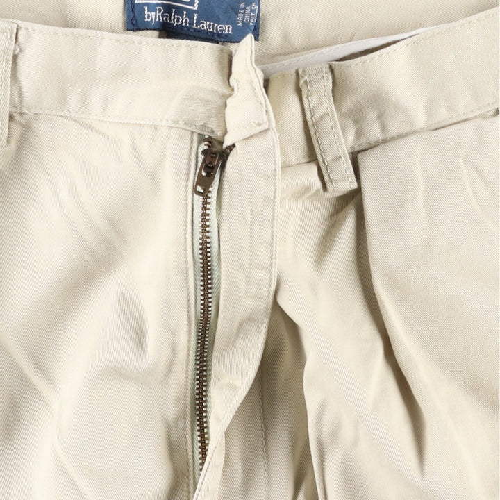 Ralph Lauren POLO by Ralph Lauren TYLER SHORT Two-pleat chino shorts, short pants, men's size W37 cotton Beige type Vintage Second Hand