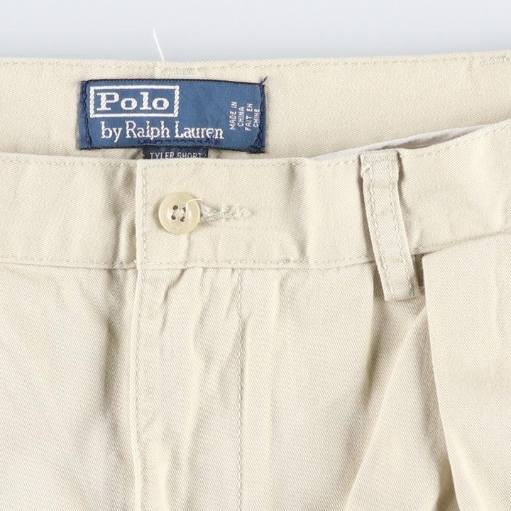Ralph Lauren POLO by Ralph Lauren TYLER SHORT Two-pleat chino shorts, short pants, men's size W37 cotton Beige type Vintage Second Hand