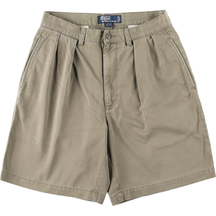 Ralph Lauren POLO by Ralph Lauren TYLER SHORT Two-pleat chino shorts, short pants, men's size w31 cotton Beige type Vintage Second Hand