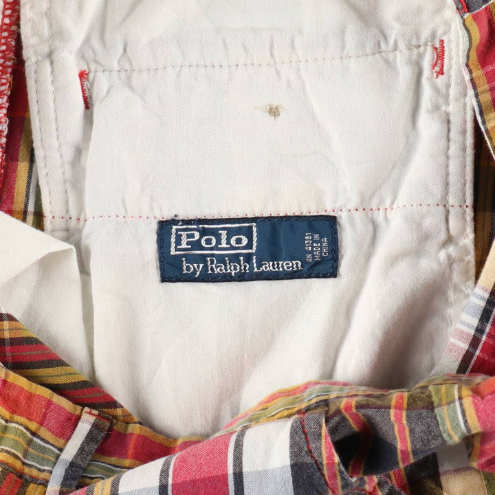 Ralph Lauren POLO by Ralph Lauren Check Pattern Cotton Shorts, Men's Size W33 (approx.) cotton red type Vintage Second Hand