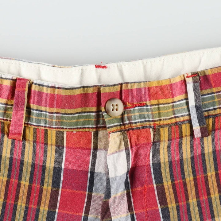 Ralph Lauren POLO by Ralph Lauren Check Pattern Cotton Shorts, Men's Size W33 (approx.) cotton red type Vintage Second Hand