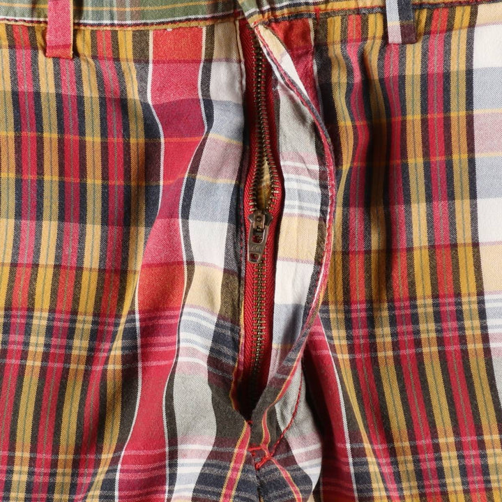Ralph Lauren POLO by Ralph Lauren Check Pattern Cotton Shorts, Men's Size W33 (approx.) cotton red type Vintage Second Hand